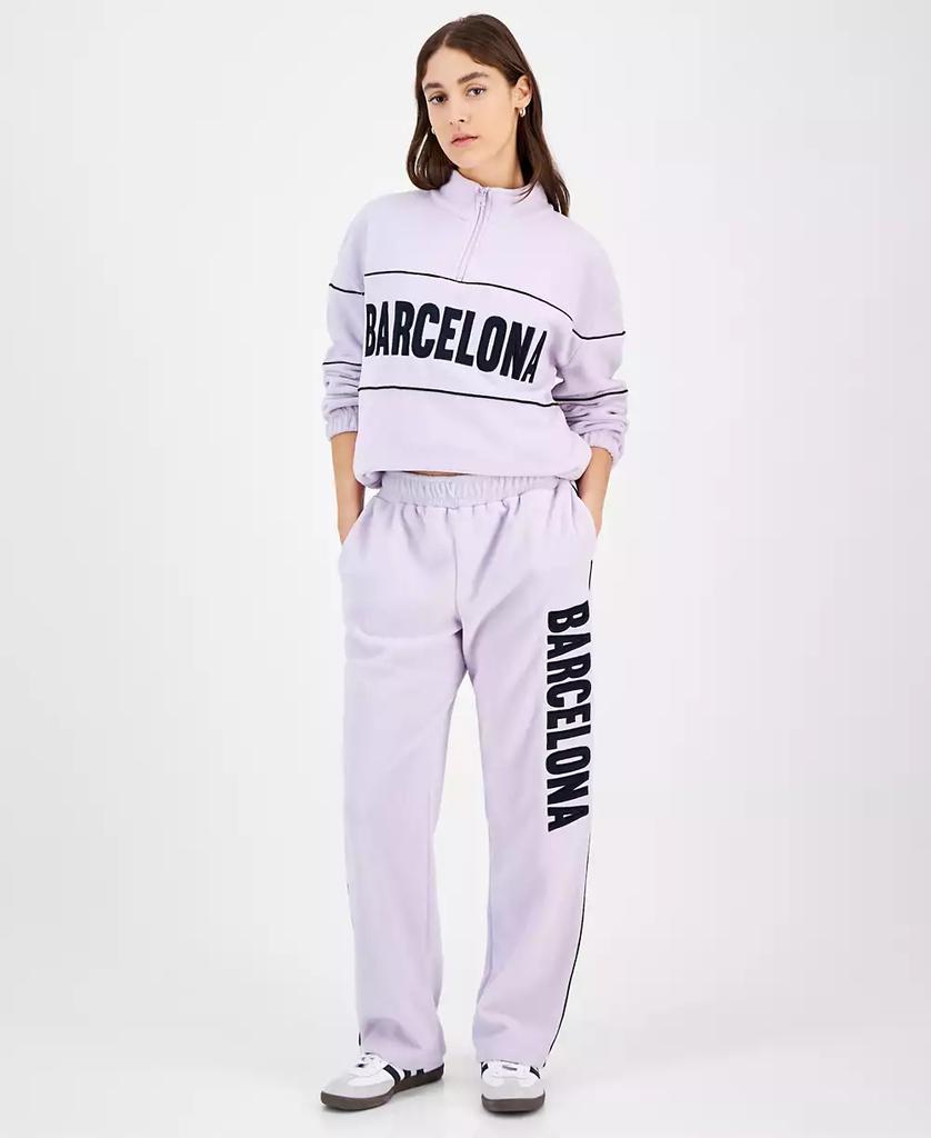Rebellious One Juniors' Barcelona Fleece Graphic Sweatpants