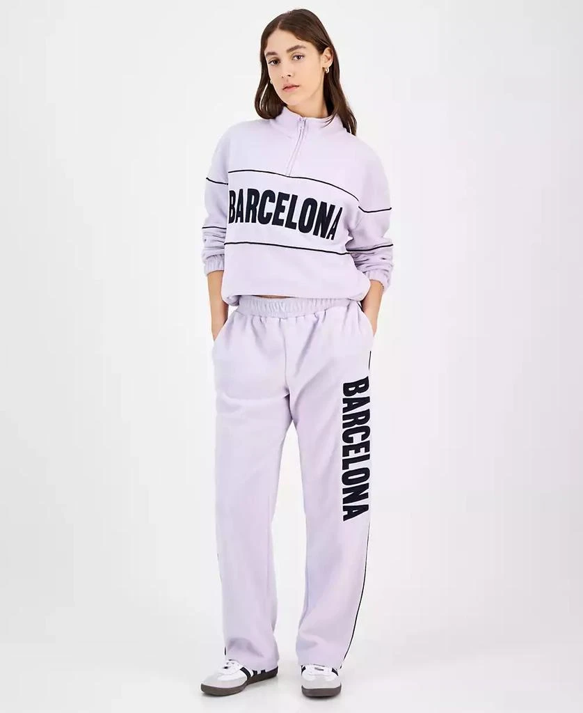 Rebellious One Juniors' Barcelona Fleece Graphic Sweatpants 1