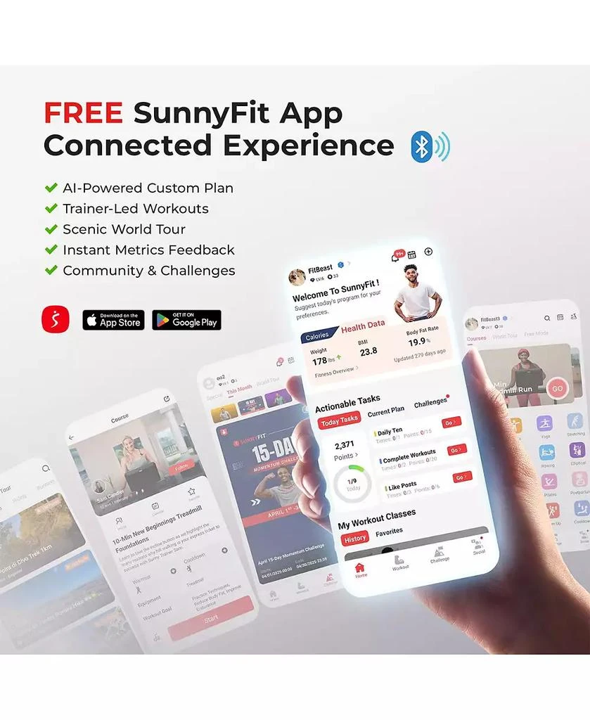 Sunny Health & Fitness ACTIVE 200 Smart Exercise Bike w/Pulse Sensor, Indoor Cardio Cycling Machine w/Adjustable Handlebar & Seat for Cardio Cycle Training, Free SunnyFit App Connection 3