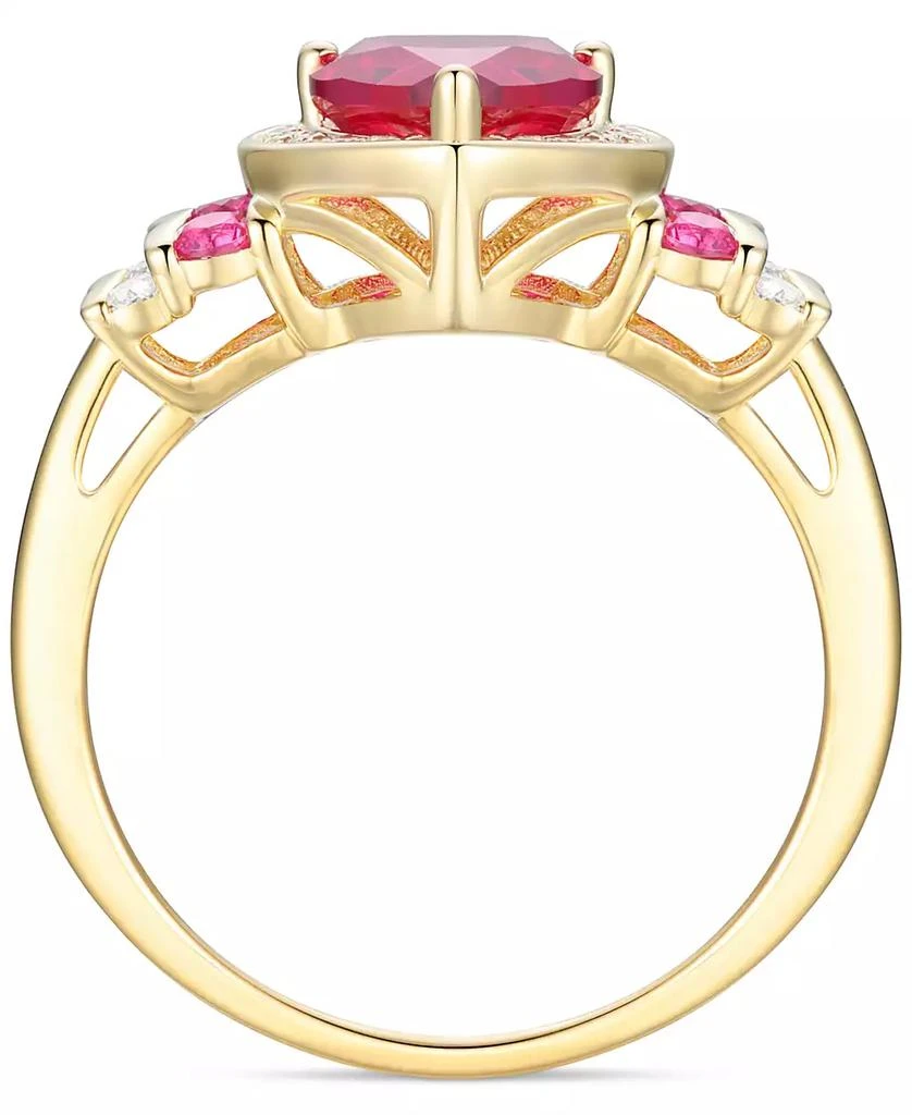 Macy's Lab Grown Ruby (1-1/2 ct. t.w.), White Sapphire (1/4 ct. t.w.) & Diamond Accent Heart Ring in 14K Gold Over Sterling Silver 4