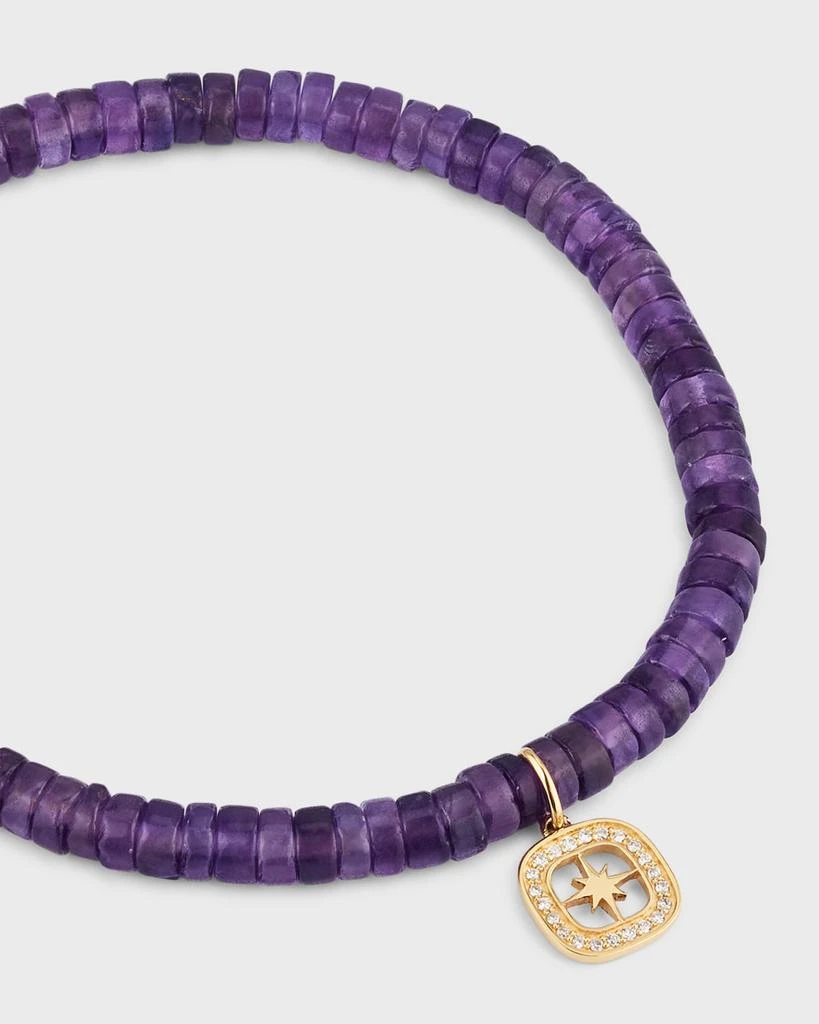 Sydney Evan 14k Gold Amethyst Beaded Bracelet with Diamond Starburst Charm 3