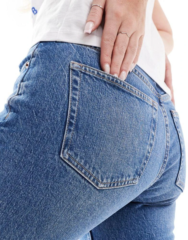 Topshop Hourglass Topshop Hourglass mid rise straight cropped jean with raw hems in mid blue 2