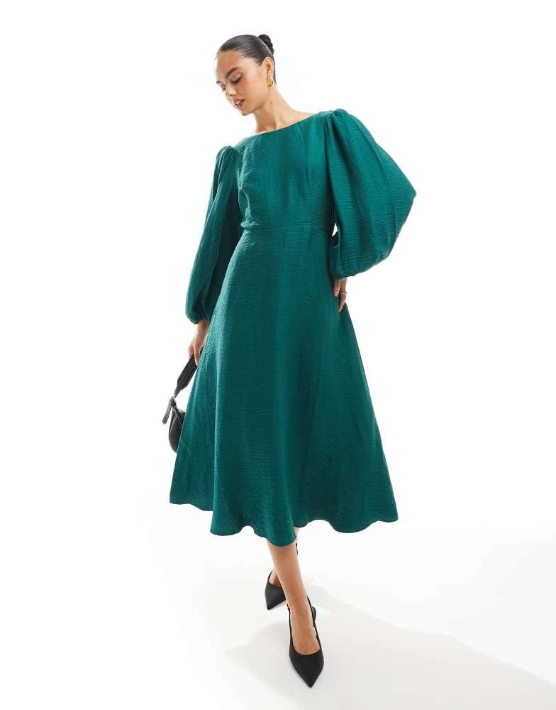 Nobody's Child Nobody's Child Zola midi dress in emerald green 1