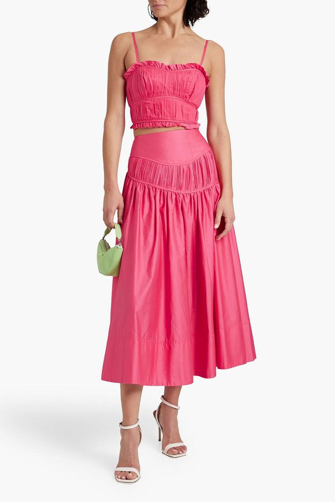 Aje Pepper cropped pleated cotton-poplin top