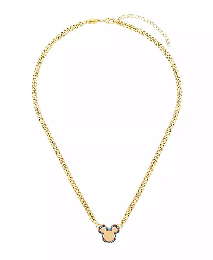 Disney Multi Color Crystal Mickey Mouse Curb Necklace and Hoop Earring Set 2