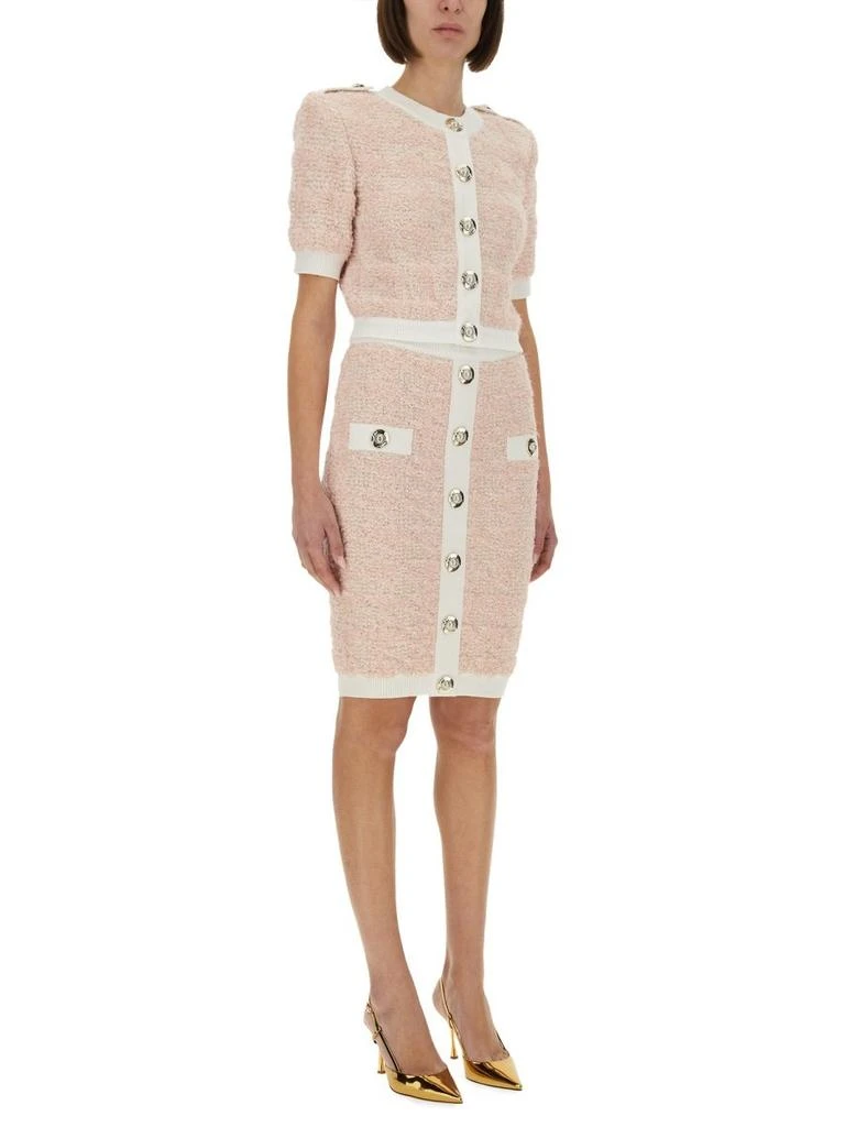 Balmain Balmain Button Embellished Tweed Mini Skirt 3