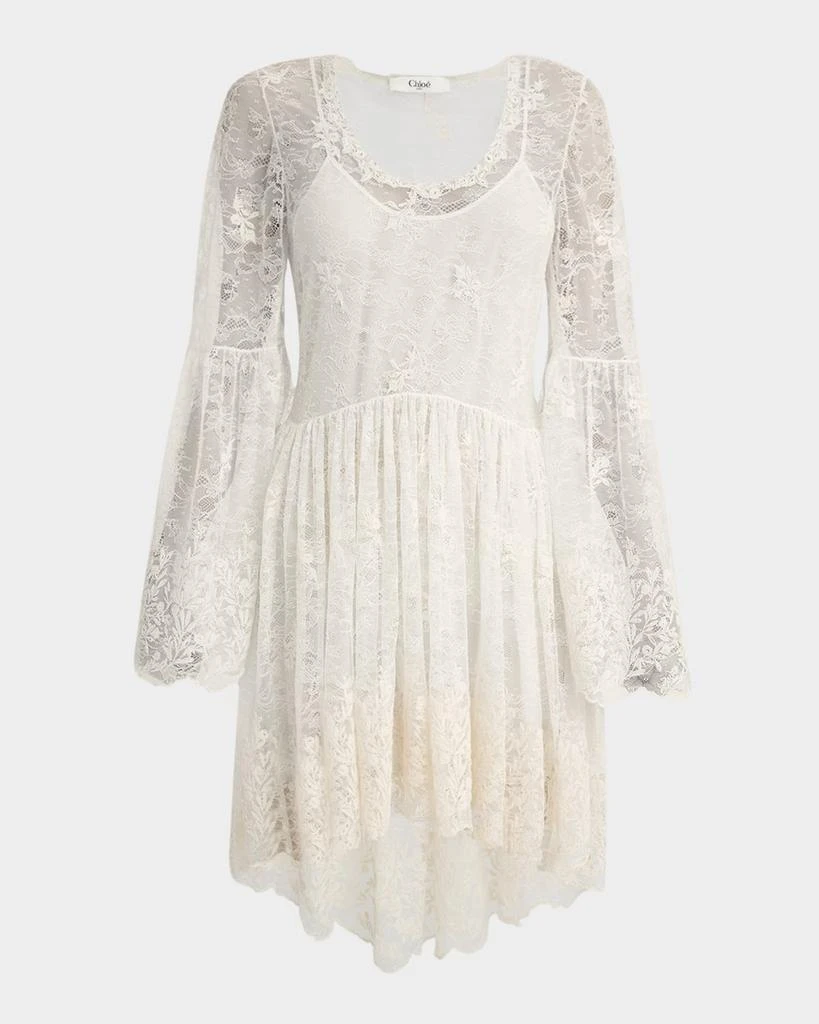 Chlo Lace U-Neck Long-Sleeve Mini Dress - Dresses & Skirts - Free Shipping  - BeyondStyle