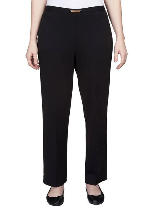 Alfred Dunner Dunner Womens Park Place Buckled Stretch Knit Average Length Ponte Pants 1