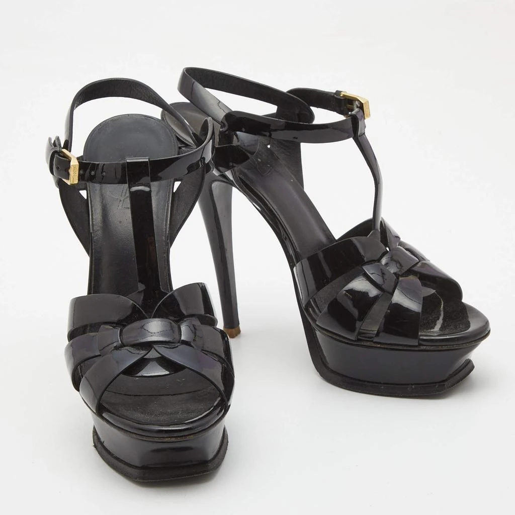 Yves Saint Laurent Saint Laurent Black Patent Tribute Ankle Sandals Size 37.5 5