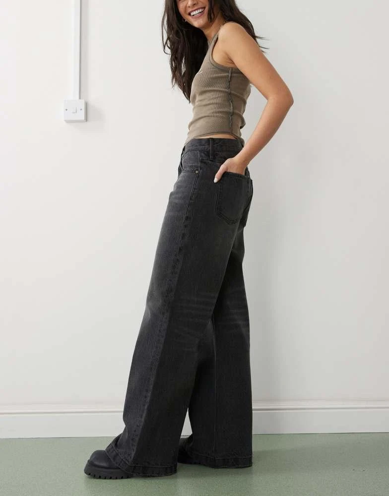 PacSun Pacsun wide leg baggy jeans in washed black 3