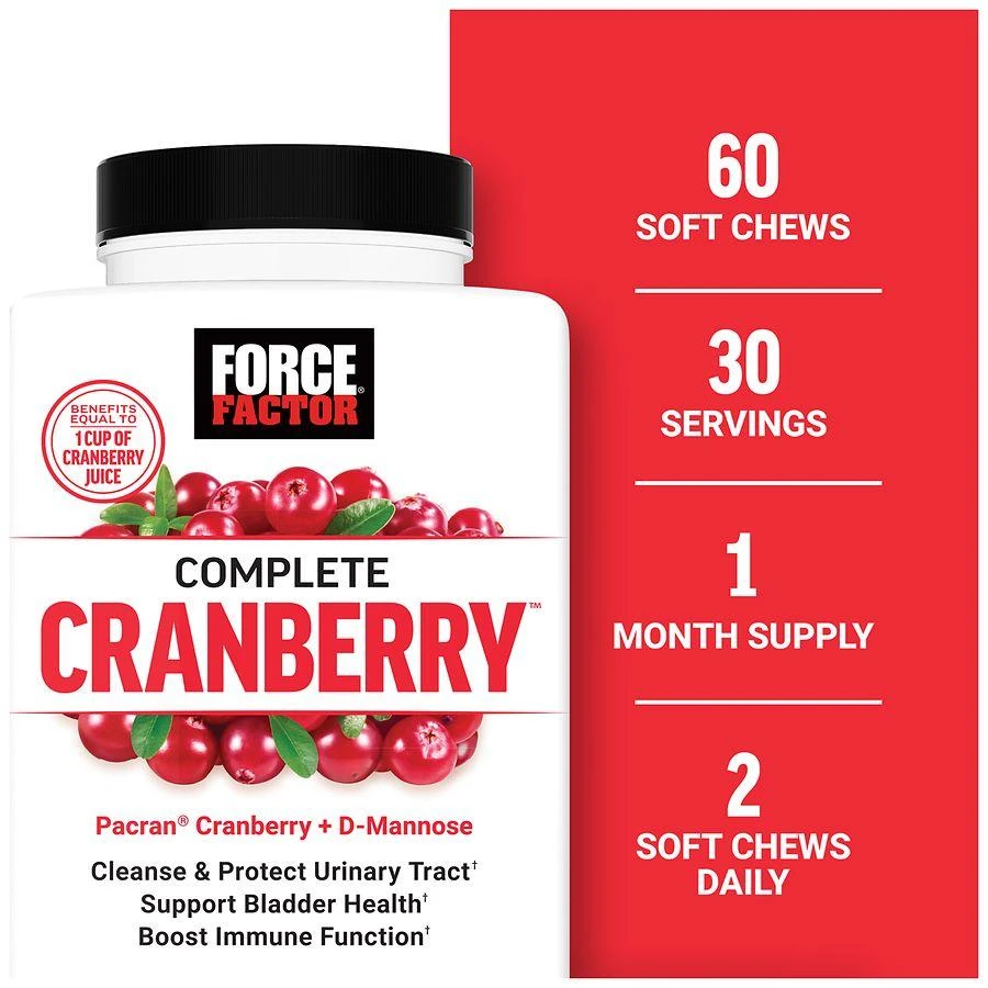 Force Factor Cranberry Urinary Health Support Formula Soft Chews Sweet Cranberry 7