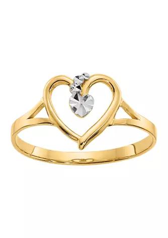 Belk 
Co. Co. 14K Yellow Gold And White Rhodium Polished Heart Ring