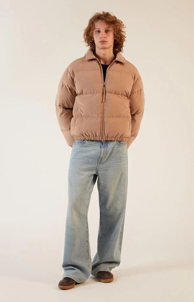 PacSun Taupe Coaches Puffer Jacket 4