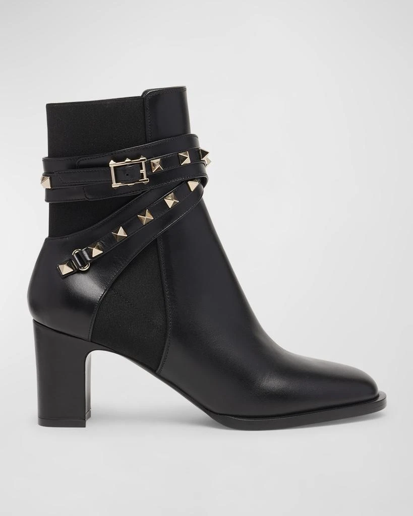 Valentino Rockstud Leather Buckle Ankle Booties 1