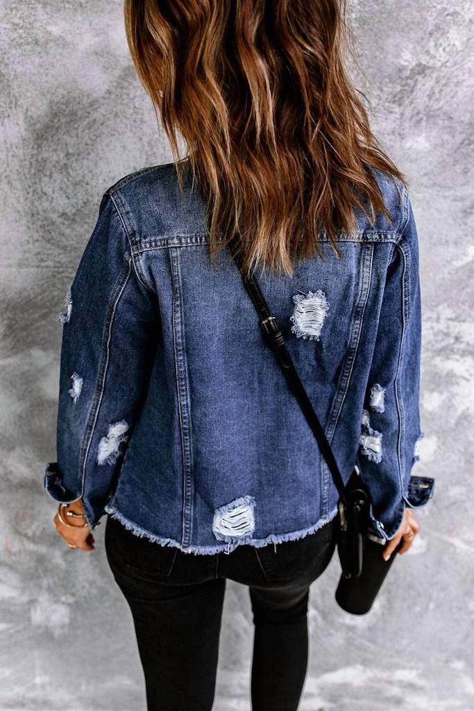 Pretty Bash Pretty Bash - Denim Distressed Raw Hem Jacket 2