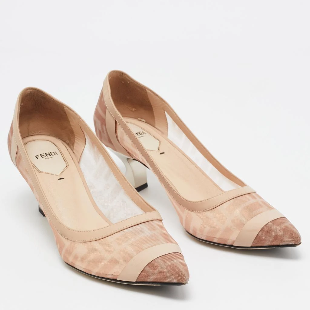 Fendi Fendi Light Pink/Brown Zucca Mesh and Leather Colibri Pumps Size 39 4