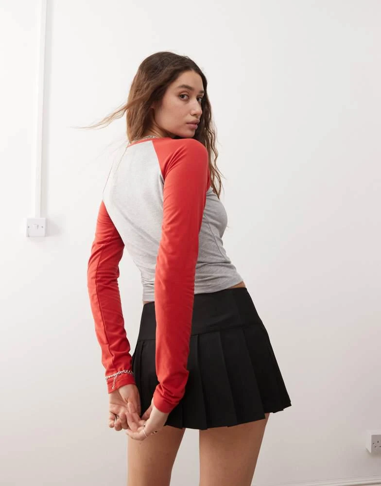 Daisy Street Daisy Street varsity tiger print contrast red sleeve baby tee 4