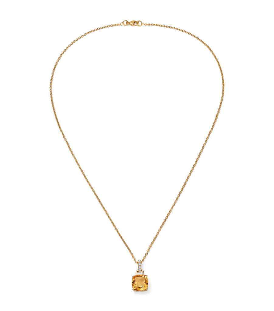 Kiki McDonough Yellow Gold, Diamond and Citrine Pendant Necklace