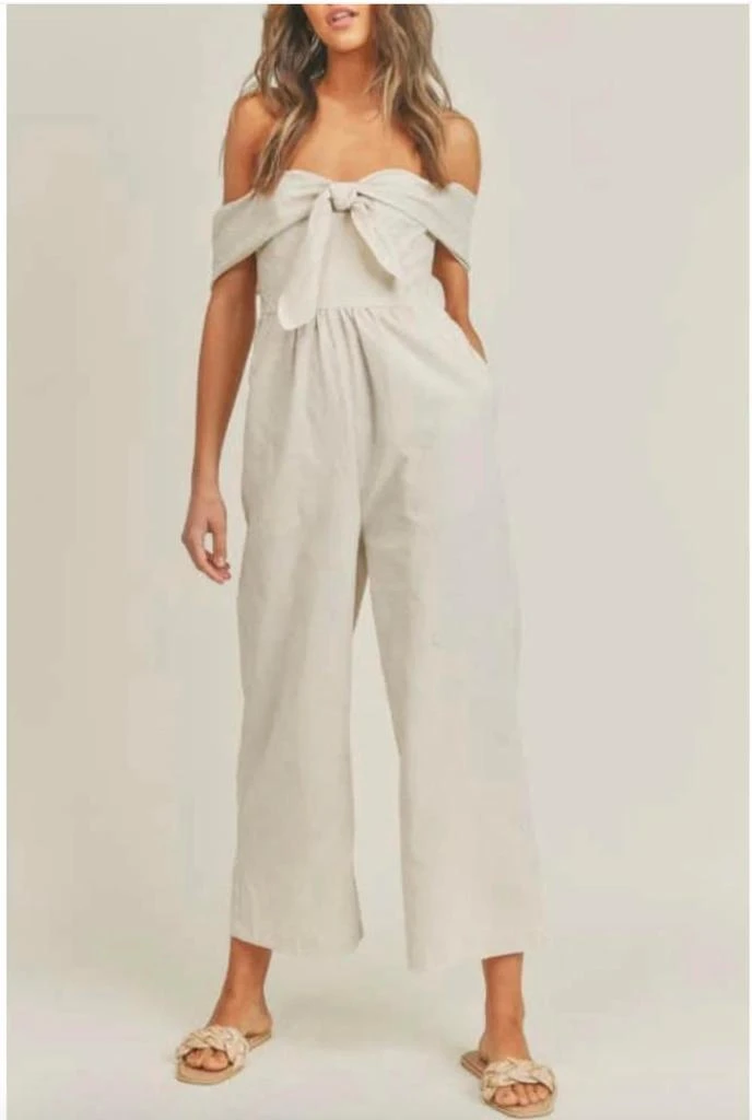 Lush Linen Jumpsuit In Beige 1