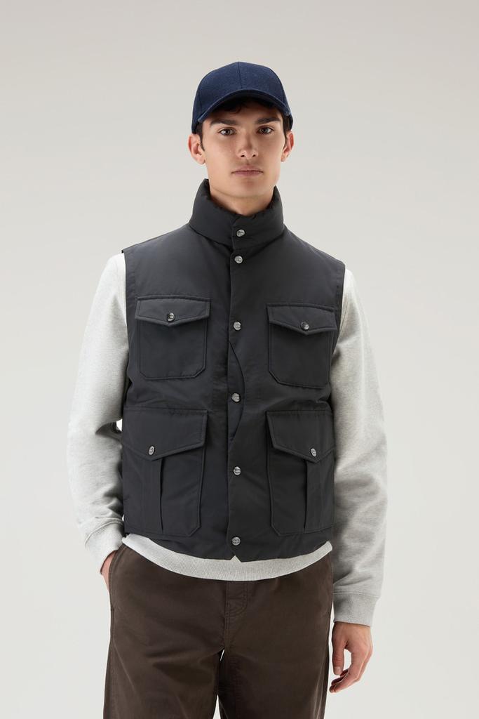 Woolrich Half Moon Padded Vest in Ramar Cloth - Men - Black