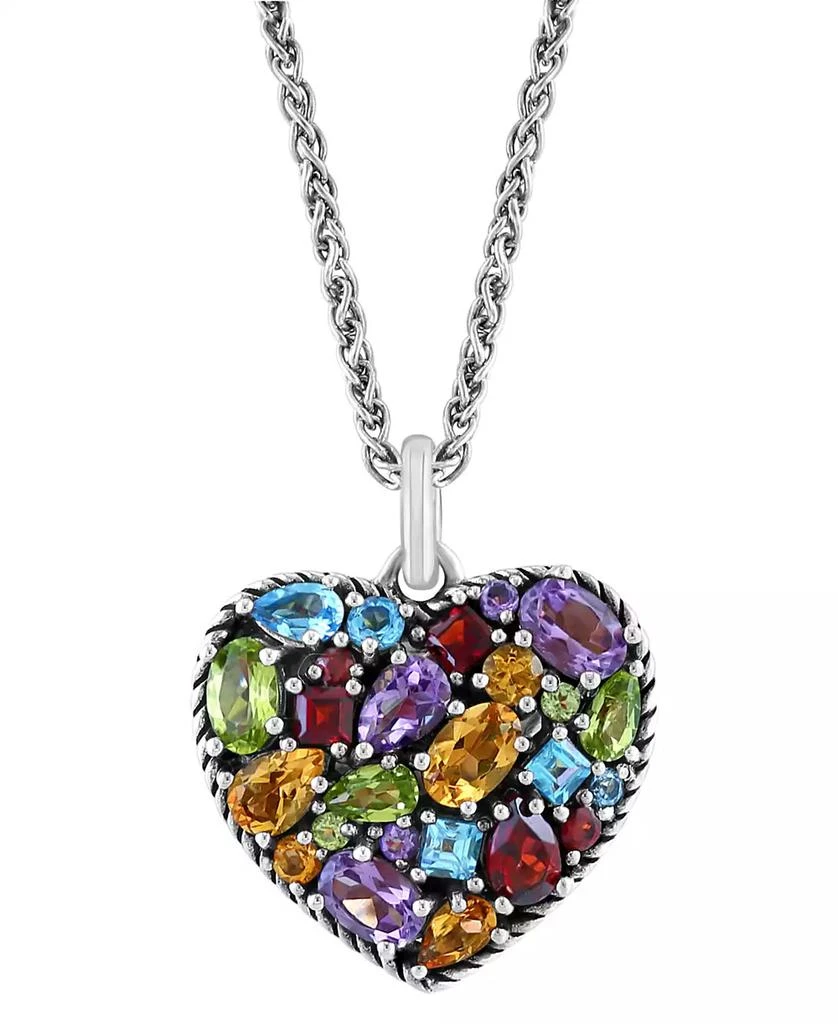 Effy EFFY® Multi-Gemstone Mixed Cut Heart 18" Pendant Necklace (6-5/8 ct. t.w.) in Sterling Silver 4