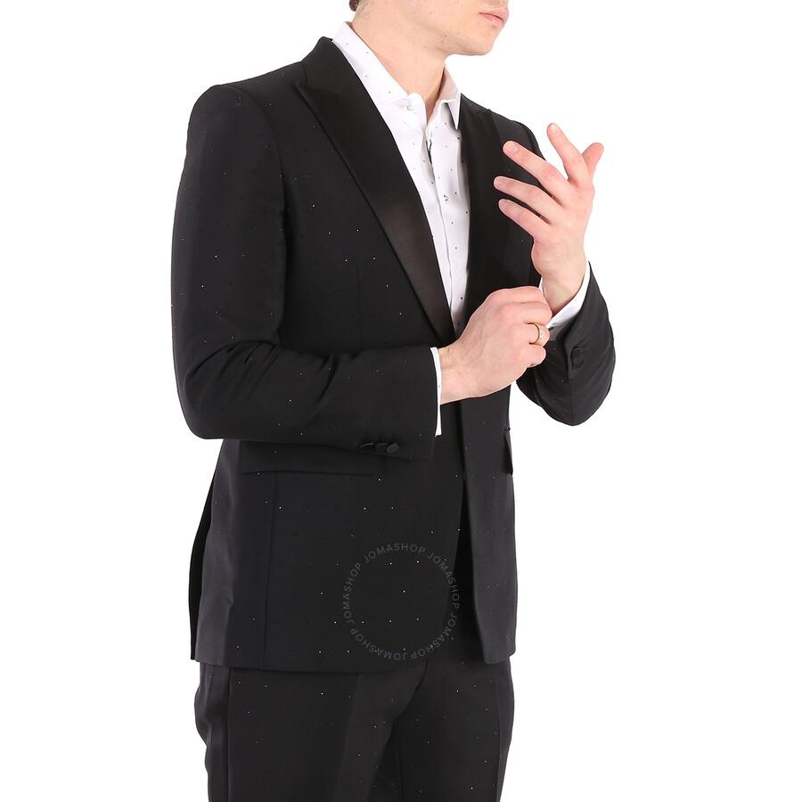Burberry Men's Black English-fit Rhinestone Mohair And Wool Tailored Jacket