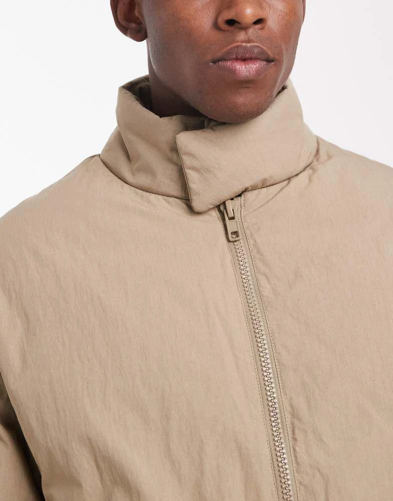 ASOS ASOS DESIGN puffer jacket with funnel neck in stone 5