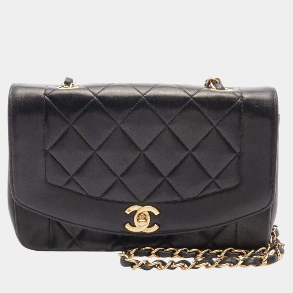 Chanel Chanel Matelasse Diana Flap Shoulder Bag Lambskin Black