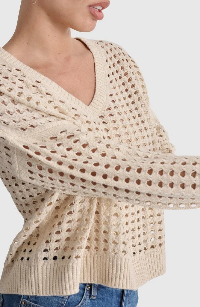 DKNY Open Stitch V-Neck Sweater 3