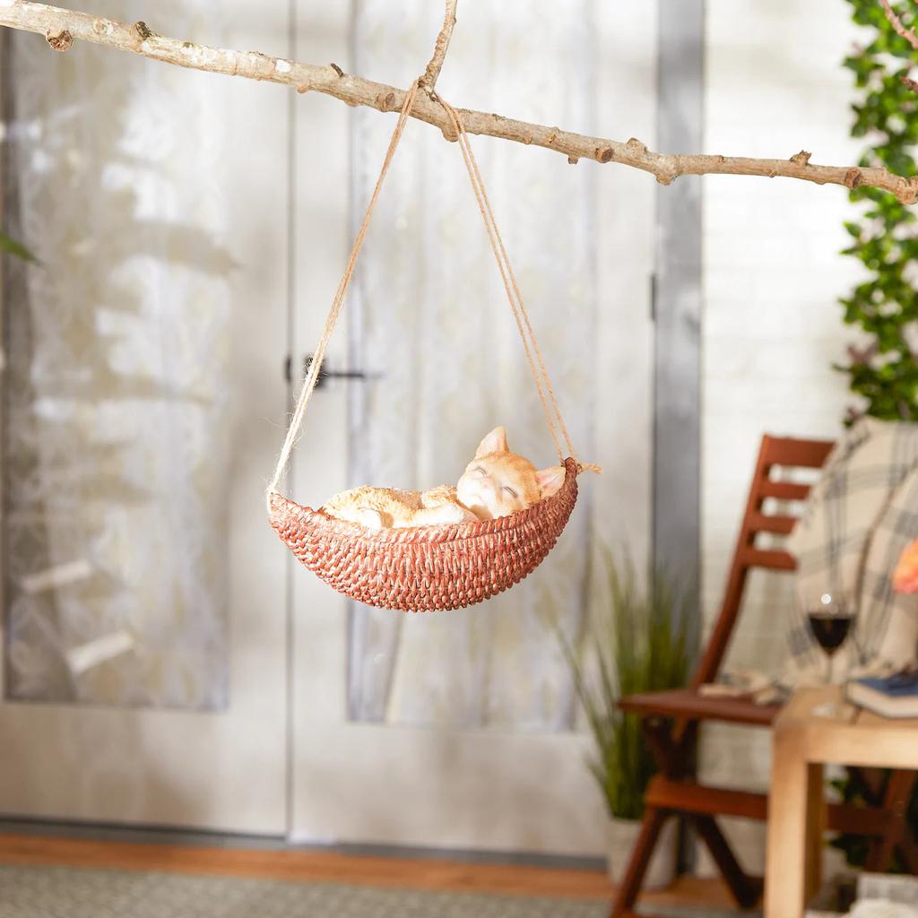 Actifo Napping Kitten on Hammock Hanging Figurine - Multicolor