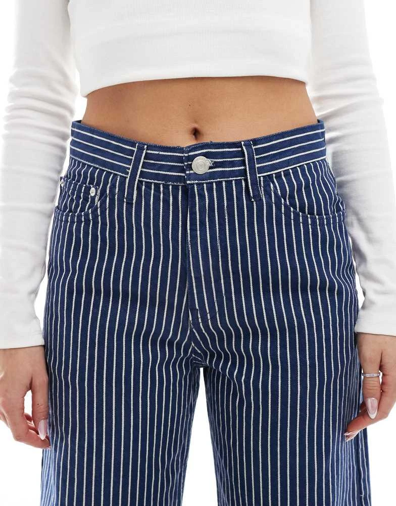 Pull&Bear Pull&Bear striped baggy jeans in blue 5