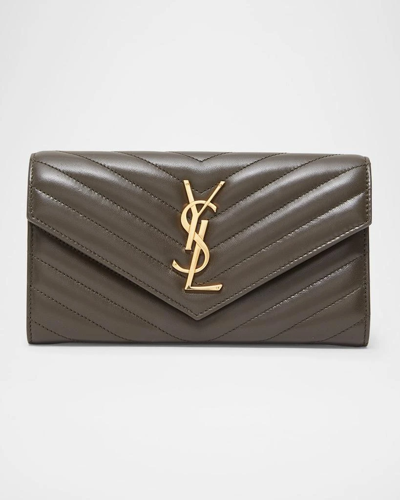 Yves Saint Laurent YSL Monogram Large Envelope Flap Wallet in Smooth Leather