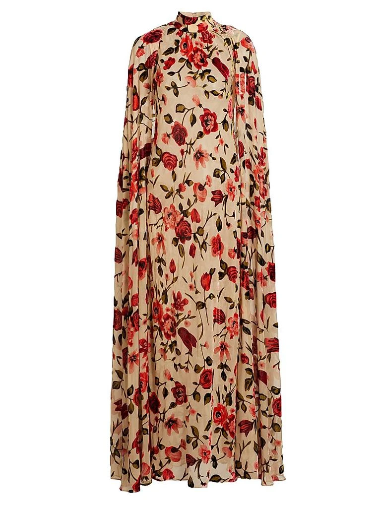 Rodarte Floral Velvet Devoré Cape Gown 1