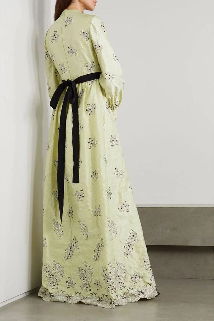 Erdem Kara belted embroidered satin maxi dress 3