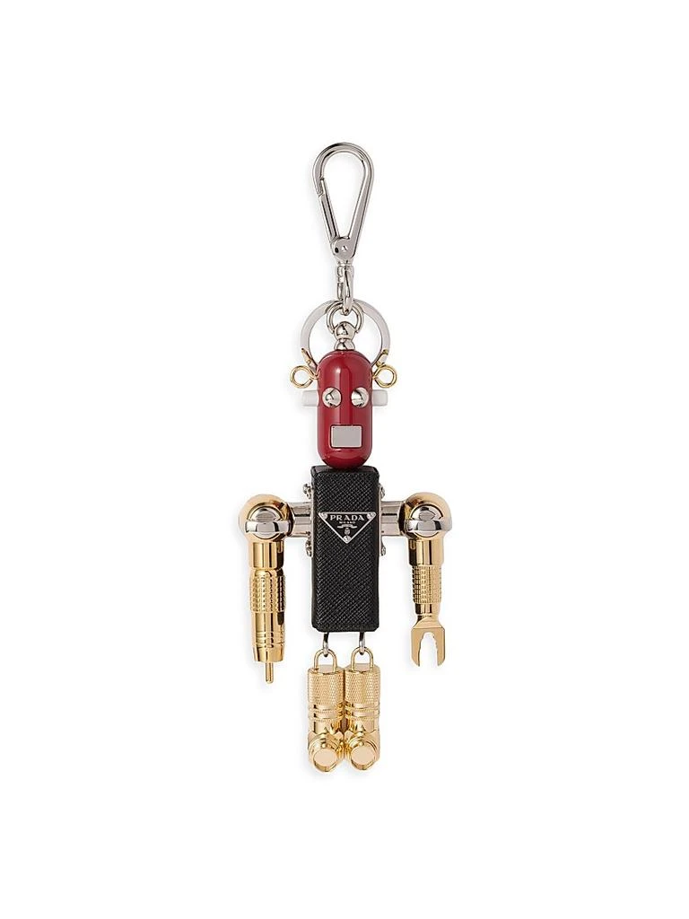 Prada Robot Saffiano Leather Key Ring Charm