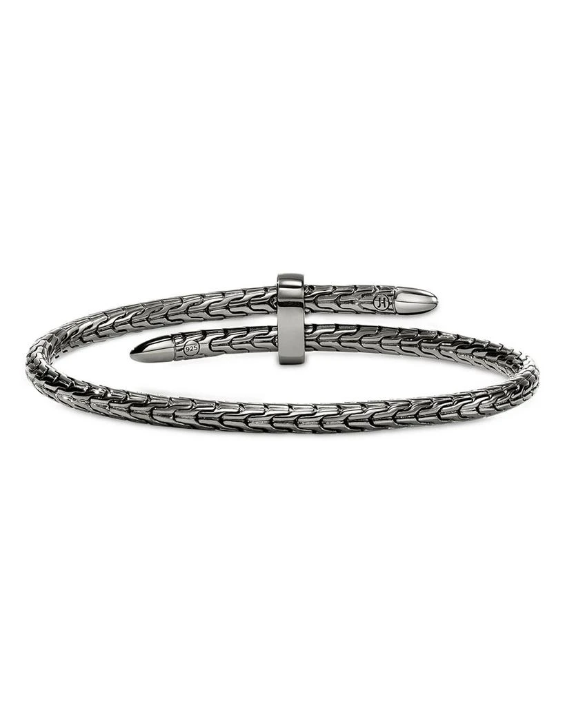John Hardy Sterling Silver Spear Diamond Pavé Flex Bypass Cuff Bracelet 7