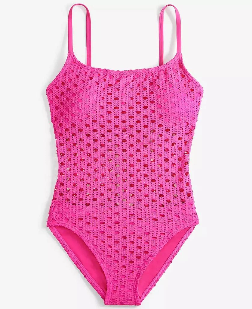 Carmen Marc Valvo Women's Crochet Scoop-Neck One-Piece Swimsuit 5