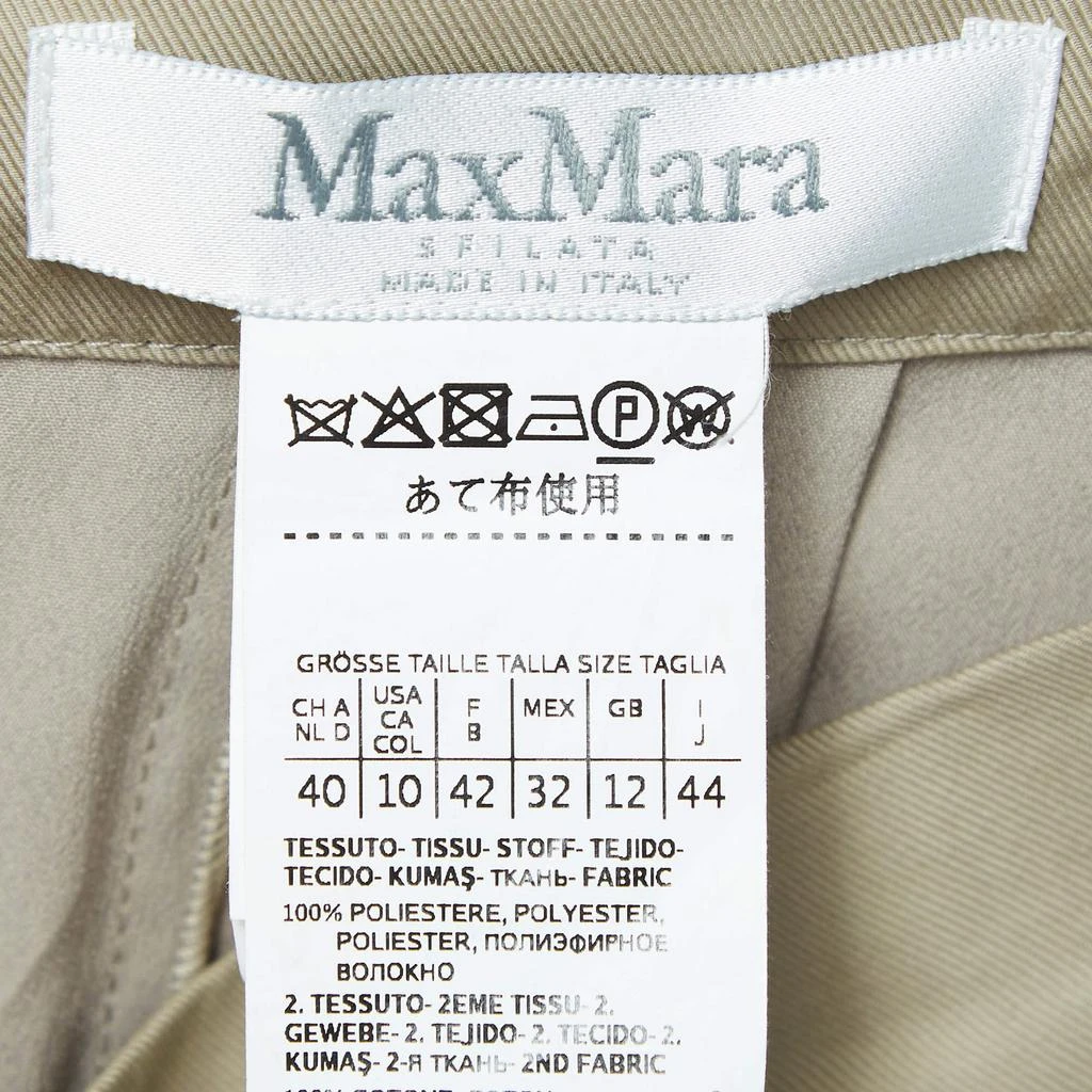 Max Mara Max Mara Beige Crepe Pleated Flared Capri Pants M 4