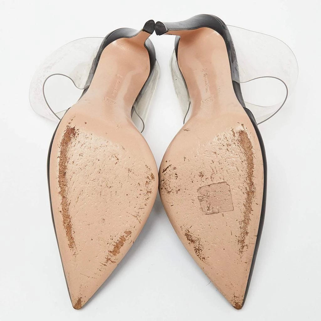 Gianvito Rossi Gianvito Rossi Black Leather and PVC  Plexi Pointed Toe Mules Size 40 6