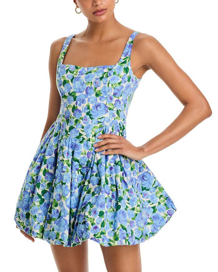 green emerald velvet dress Chamberlain Scallop Trim Mini Dress White main image 1