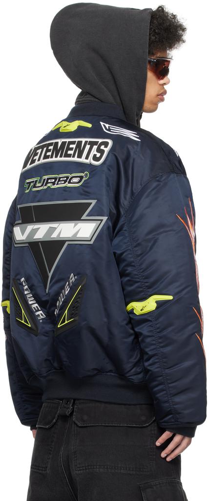 Vetements Navy Alpha Industries Edition Racing Bomber Jacket