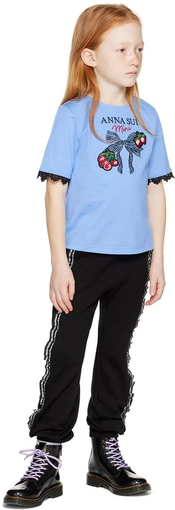 ANNA SUI MINI Kids Blue Embroidered T-Shirt 4