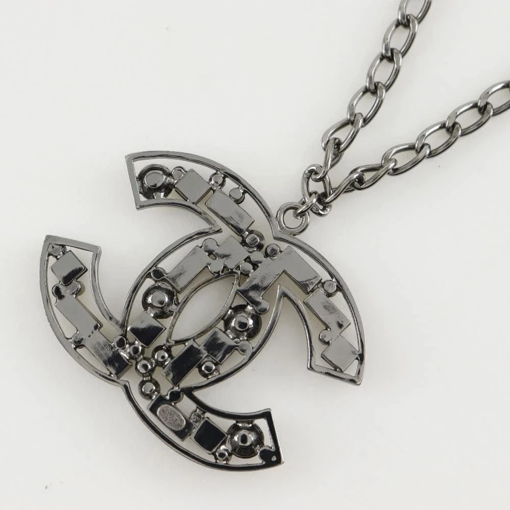 Chanel Cc Pendant Necklace Metal With Crystals Metal Necklace Jewelry (Pre-Owned) 2