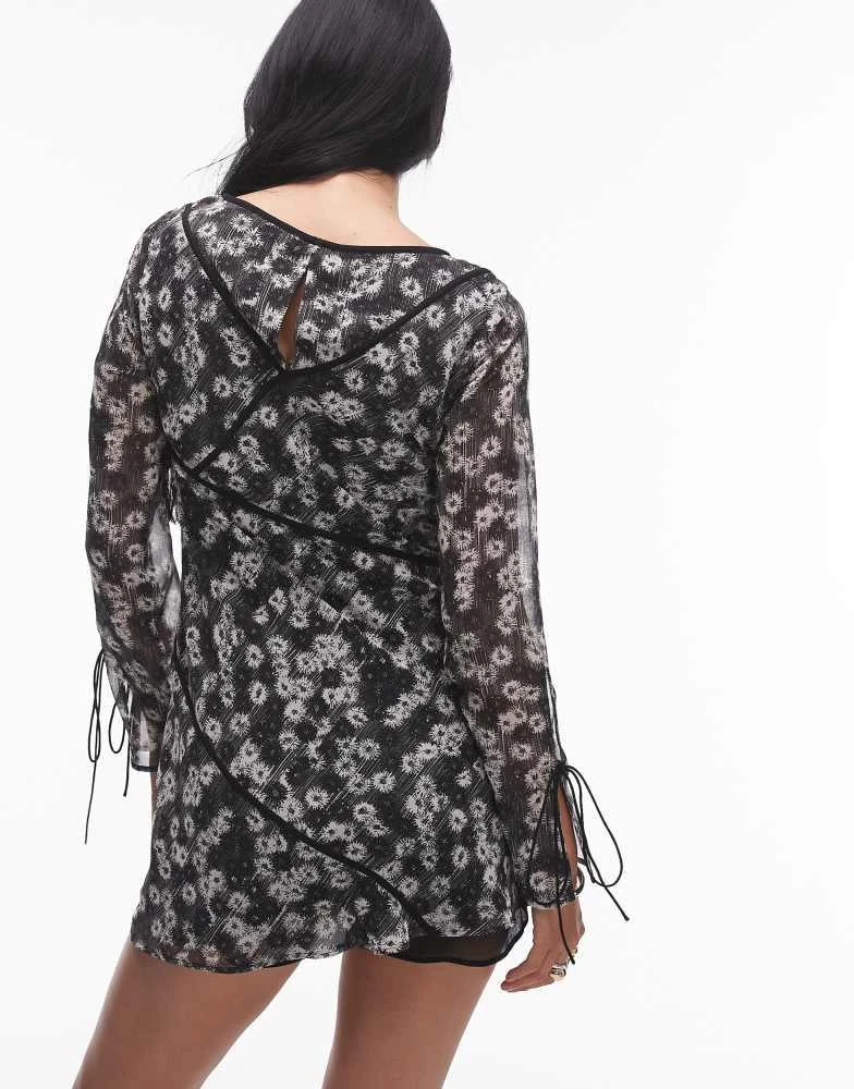 Topshop Topshop panelled mini tea dress in small mono floral 4
