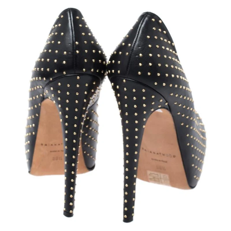 Brian Atwood Brian Atwood Black Leather Studded Platform Pumps Size 38.5 5