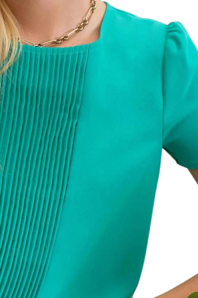 Blu Pepper Blu Pepper - Short Sleeve Center Pleated Blouse