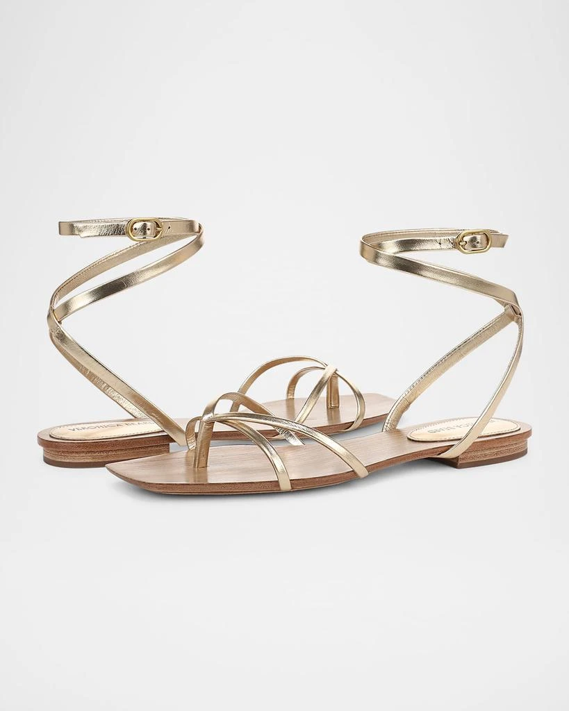 VERONICA BEARD Allegra Metallic Flat Ankle-Strap Sandals 7
