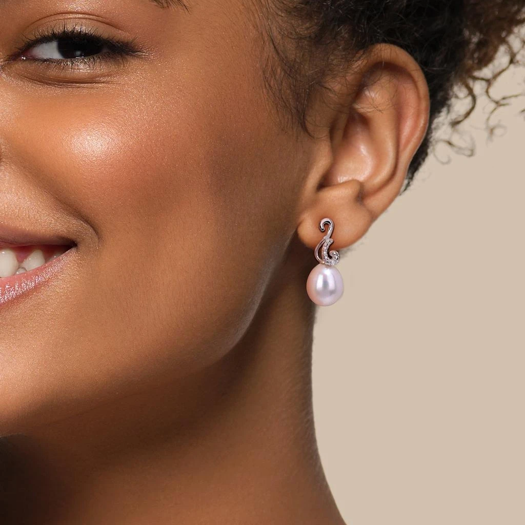 Mimi 
Max 8-8.5mm Cultured Freshwater Pearl Diamond Accent Peacock Earrings Sterling Silver 3