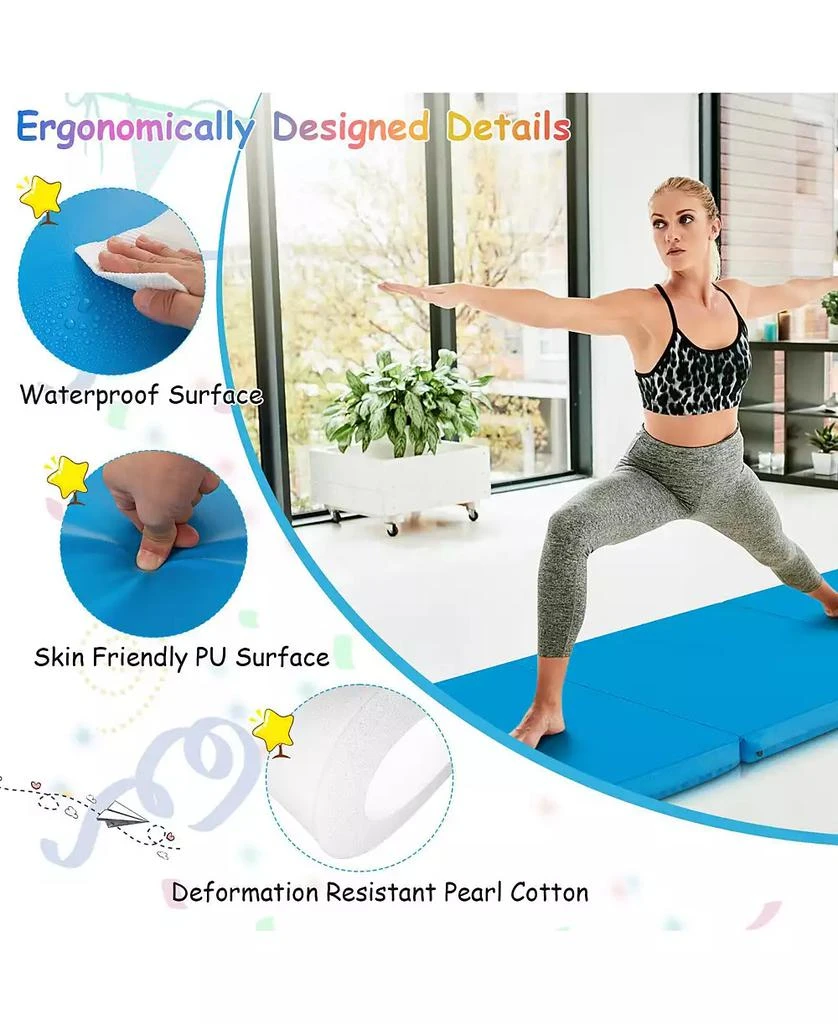 HONGGE 6 x 2 Ft Tri-Fold Gym Mat with Handles and Zippered Cover 7