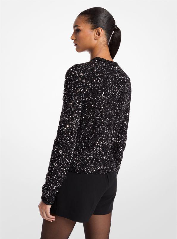 Michael Kors Sequined Metallic Stretch Knit Jacket